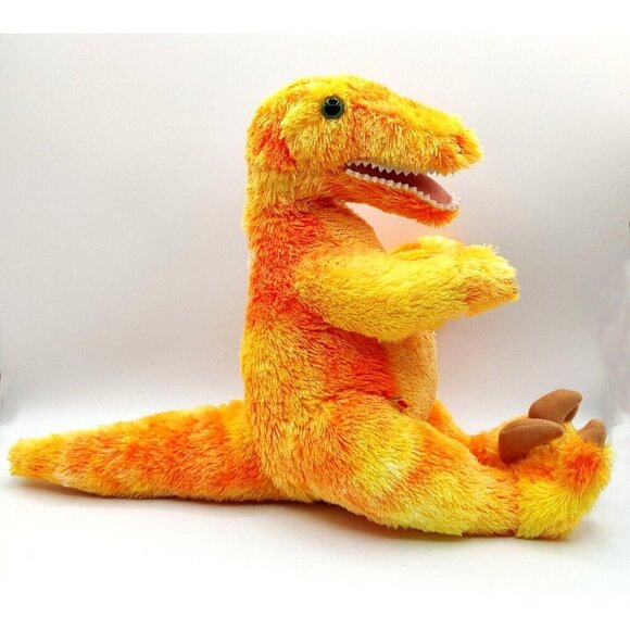 Build A Bear Yellow Orange Raptor Dinosaur Animal Plush Toy BAB Workshop 16" - Picture 3 of 7